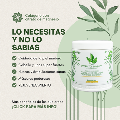 Colágeno Hidrolizado Con Citrato De Magnesio el Original de Extractos Mágicos™